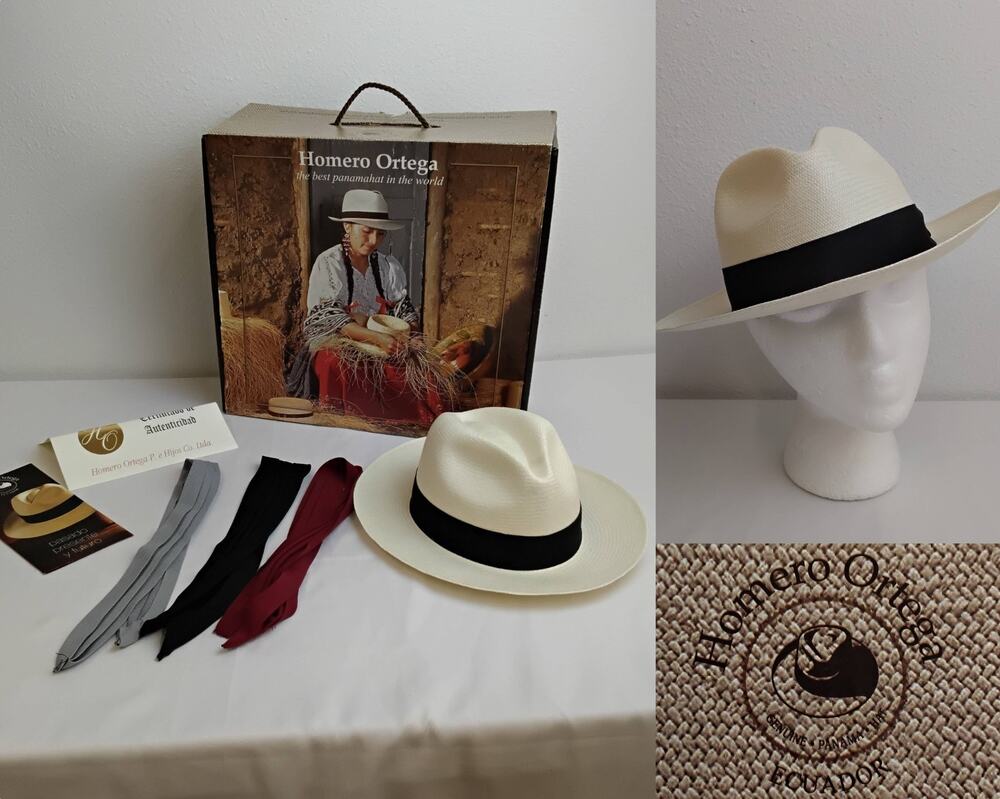 Homero Ortega 100% Toquilla Straw Hat Size S Handmade Ecuador Panama Hat #J5854